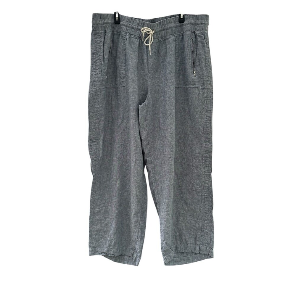 Athleta Cabo Linen Wide Leg Pant Women’s Size 22 Chambray 100% Linen 447244
